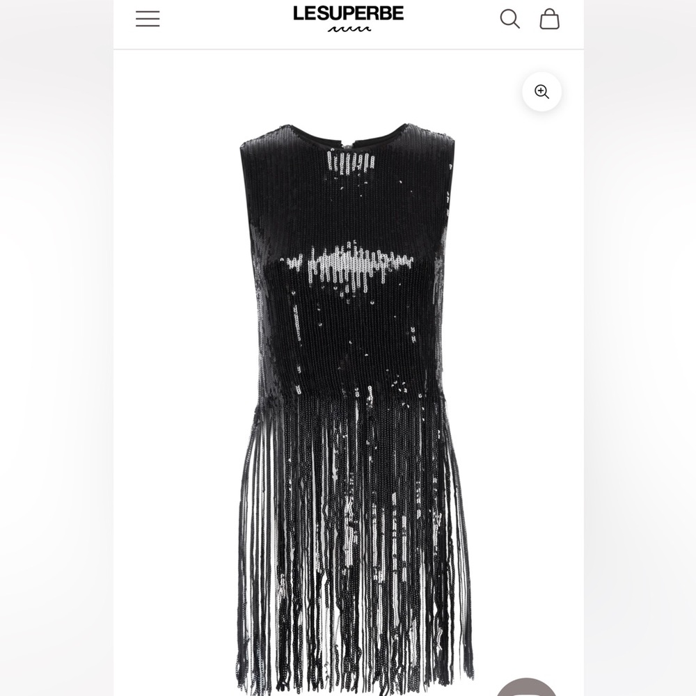 Le Superbe Size 6 NWT Stunning Volcanic Glass Fringed top, lined, back zipper